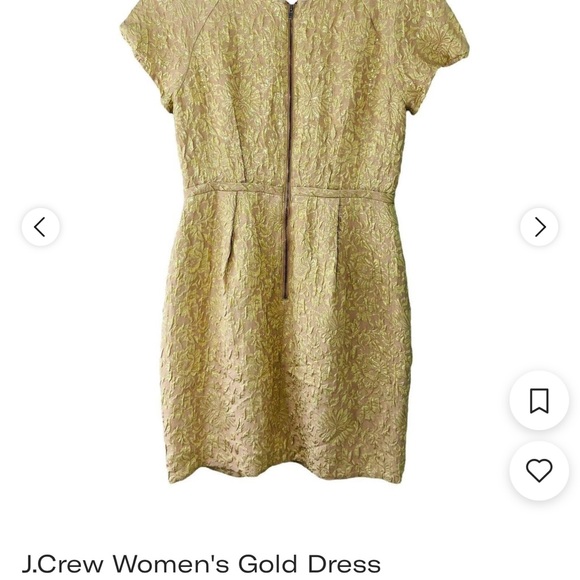 J. Crew gold cocktail dress, size 12, gently worn - Picture 3 of 4